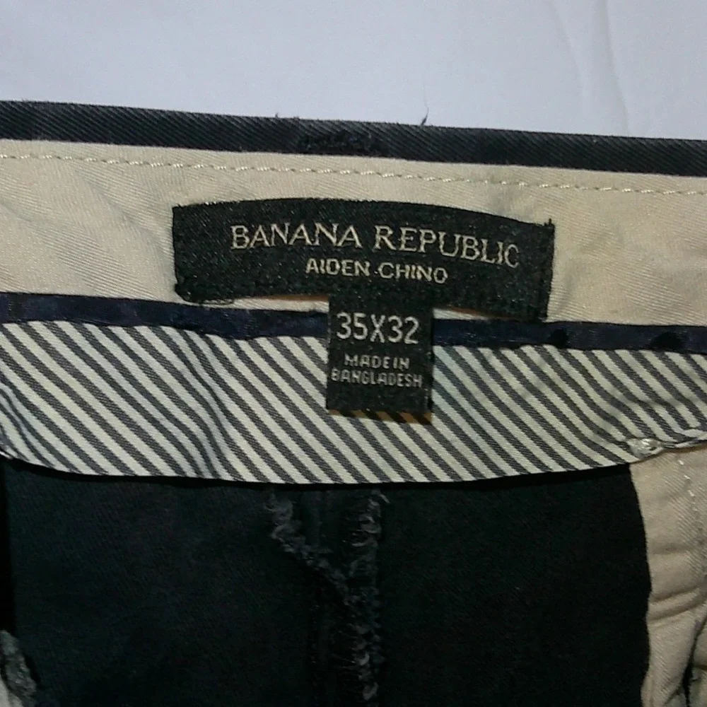 Banana Republic Aiden Chino Pants Mens 35x32 Navy Blue Straight Fit Casual‎
